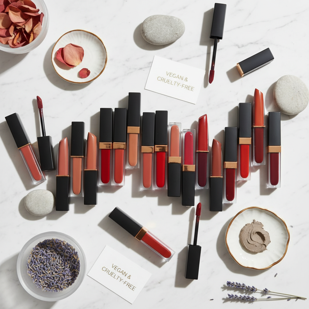 BYYOU Matte Lip Gloss 22 Bundle — 35 pieces flat lay on marble